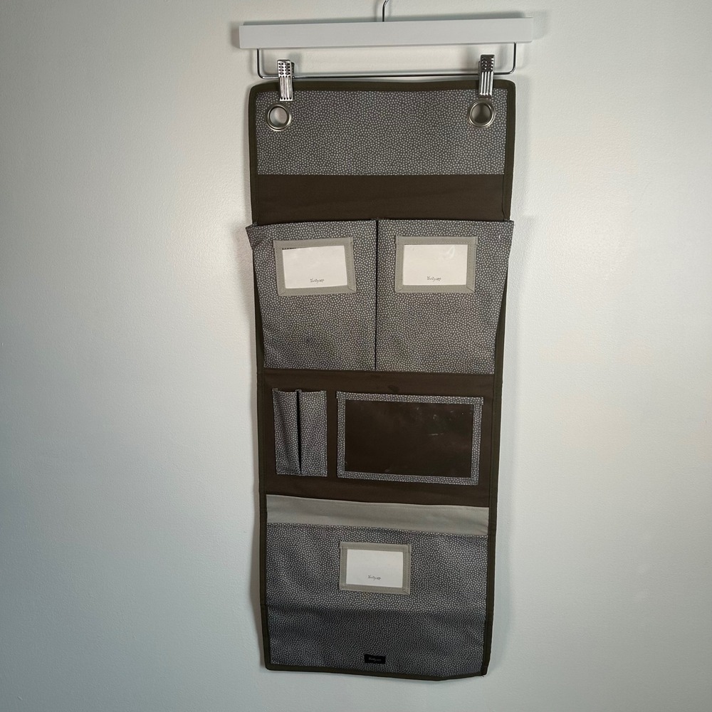 Thirty One Hang‎ Up Room Organizer Brown Grey Pin Dot Wall Storage READ